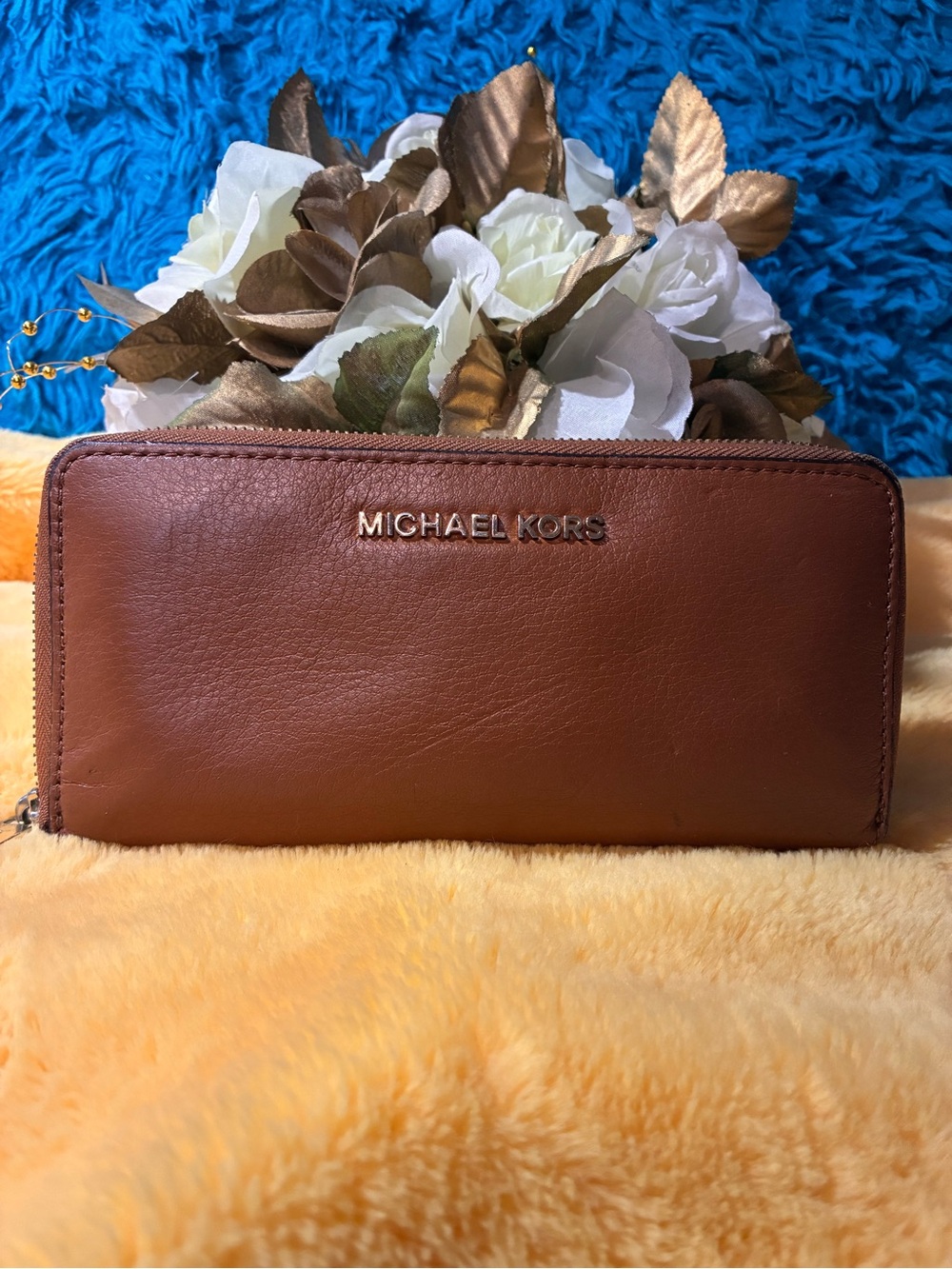 Michael Kors Chestnut Brown Zip-Around Leather Wallet